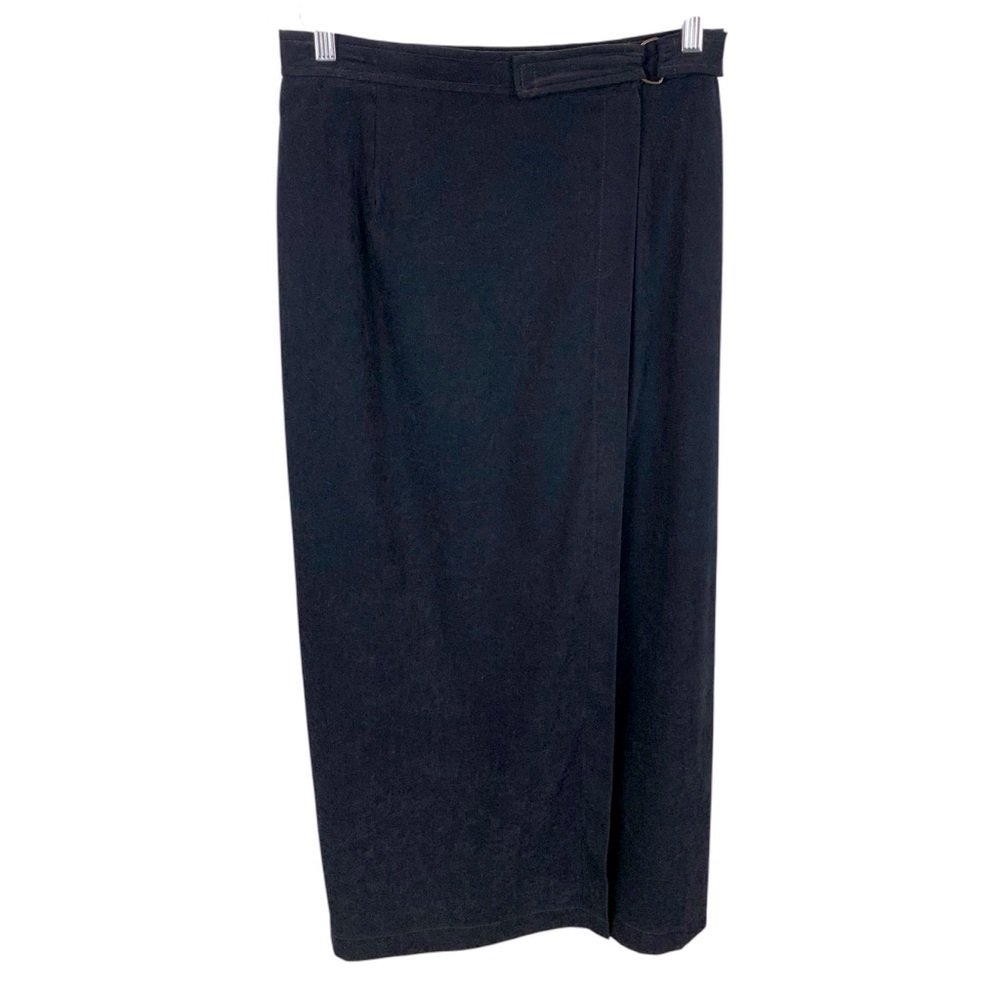 Vintage Wrap Maxi Skirt sz 10 (fits small) Navy Blue Sport Collection Stretch